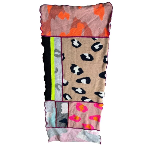 Brodie Cashmere multicolor patchwork scarf 100% cashmere 16" x 76" - Picture 2 of 6